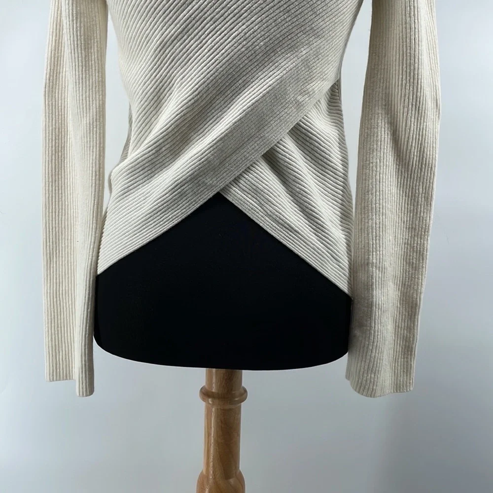 ARITZIA Babaton Kitano wool linen blend sweater criss cross minimalist sz xs